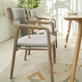 Простой обеденный стул из массива дерева в ретро-скандинавском стиле, современный ресторанный стул для взрослых, спинка для дома в отеле, кресло в китайском стиле