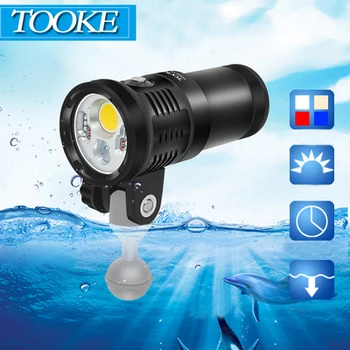 Прямая поставка, TOOK Dive Video, широкое световое пятно, светодиодный фонарик для подводного плавания мощностью 3000ЛМ, подводный водонепроницаемый фонарик для дайвинга