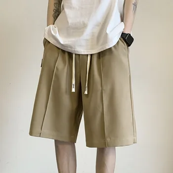Разборчивые пляжные шорты мужские летние однотонные повседневные короткие мужские шорты со свободным шнурком в стиле хип-хоп в корейском стиле