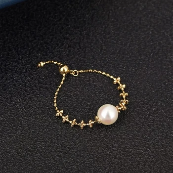 Регулируемое кольцо ZHIXI Love из настоящего золота 18 карат, кольцо с жемчугом AU750, Винтажный кружевной дизайн, подходящий для изысканного ювелирного подарка женщинам.