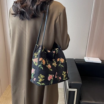 Роскошная брендовая сумка-тоут с большими цветами 2023, Новая высококачественная тканевая женская дизайнерская сумка, сумки через плечо большой вместимости
