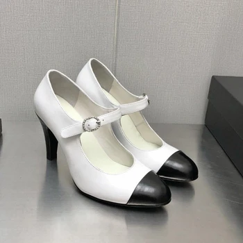 Роскошные Босоножки с заостренным носком, женские брендовые туфли-лодочки на высоком каблуке, Новейшая Летняя Офисная женская Элегантная повседневная обувь с пряжкой 2023 года.