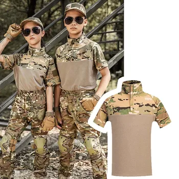Рубашка для охоты и стрельбы на открытом воздухе, боевая форма, тактическая боевая одежда BDU, Камуфляжная детская рубашка