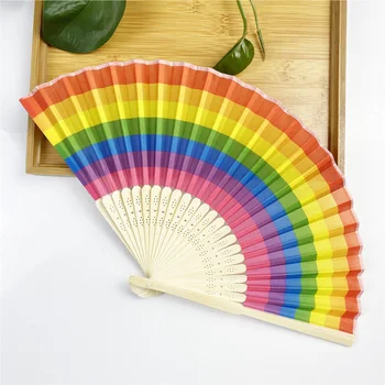 Ручной Складной вентилятор Summwe Rainbow Испанское танцевальное представление Rainbow Folding Home Decoration Fan Festival Танцевальный Гаджет