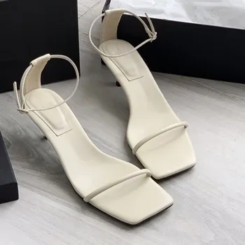 Сандалии Обувь в английском стиле Элегантные офисные женские туфли на овечьем каблуке Женские Модные вечерние сандалии на шпильке Женские летние