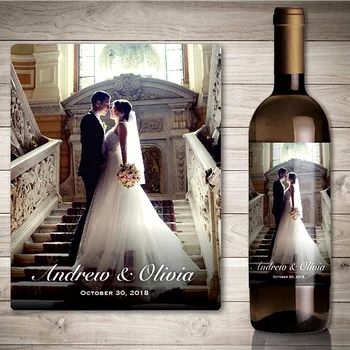 Свадебная этикетка с фотографией на заказ, персонализированные наклейки на бутылки вина, свадебные украшения, запись хода изготовления этикеток для свадебных вечеринок