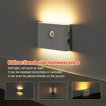 Светодиодный индукционный ночник Беспроводная зарядка через USB Индукционный настенный светильник для человеческого тела Магнитный светильник для спальни, коридора, шкафа