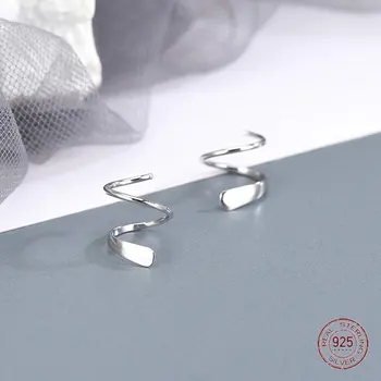 Серьги-гвоздики с вращающейся геометрией из стерлингового серебра 925 пробы для женщин, Корейская модная линия, серьги для вечеринок, украшения для пирсинга, подвески
