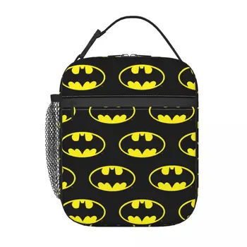 Символ Человека-летучей мыши, логотип Bat, Изолированная сумка для ланча, Термосумка, контейнер для ланча с мультяшным персонажем, Переносная сумка для ланча для мужчин