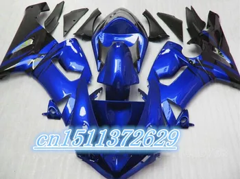 синий черный Высококачественный пластиковый комплект обтекателей для Kawasaki ninja ZX6R 05 06, комплект обтекателей ZX6R 2005 2006