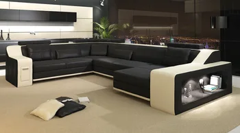 Скандинавский кожаный диван большой современный простой комбинированный диван из воловьей кожи для гостиной на трех или четырех человек с головным убором
