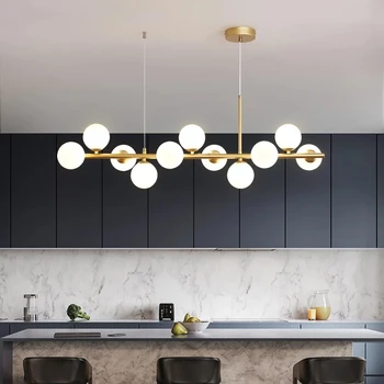 Скандинавский светодиодный минималистичный подвесной светильник Креативный стеклянный подвесной светильник, подходящий для освещения кухни, гостиной, столовой, люстры