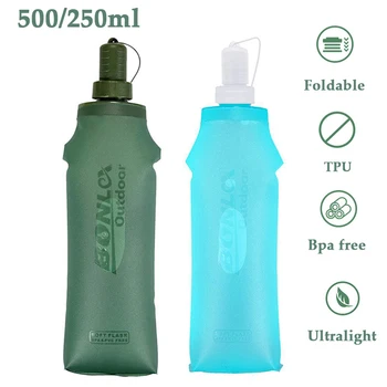 Складная бутылка для воды 500 мл, велосипедная бутылка, спортивный чайник, складные бутылки для напитков из ТПУ, сумка для воды для бега, кемпинга, мягкая фляга