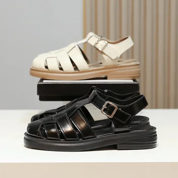 Современная римская обувь для девочек, босоножки на плоской подошве, женские дизайнерские туфли Martin для женщин, женские туфли Mary Janes