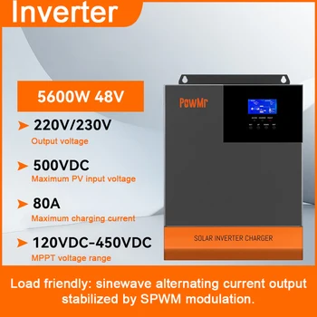 Солнечный инвертор MPPT мощностью 5600 Вт Инвертор Pure SineWave 80A Солнечный контроллер Смешанный Солнечный инвертор Многофункциональный фотоэлектрический инвертор