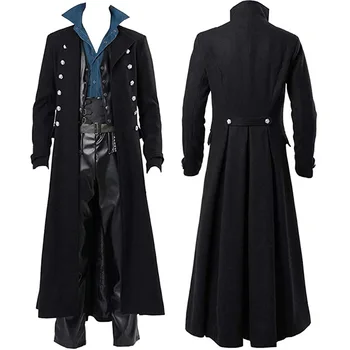 Средневековая мужская куртка, открытое пальто в стиле стимпанк, готический мужской тренч, викторианская одежда, костюм для косплея на Хэллоуин