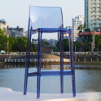 Стильный акриловый барный стул с высокой прозрачной роскошной спинкой Табурет для стойки Дизайнерская мебель для гостиной Cadeira