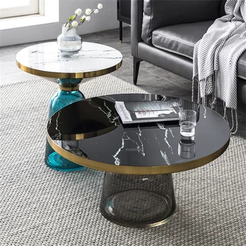 Столик из скандинавского стекла для гостиной, сочетание легкой роскоши и простоты, мебель для гостиной, креативный дизайн, маленький столик