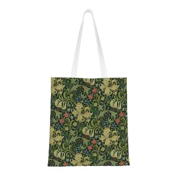 Сумка для покупок из бакалейных товаров William Morris Company с забавным принтом, холщовая сумка для покупателей через плечо, сумка с цветочным текстильным рисунком.