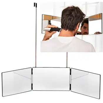 Трехстворчатое зеркало для стрижки под углом 360 градусов, 1 шт. трехстворчатое зеркало, складное Новое 3-стороннее зеркало для домашнего макияжа