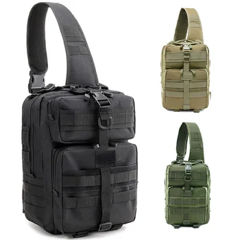 Уличная тактическая сумка-слинг / рюкзак / Rucksack / Ранец / Штурмовой боевой камуфляжный тактический нагрудный рюкзак Molle