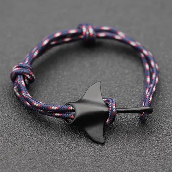 Уникальный браслет Ocean Manta для мужчин с регулировкой цвета Черной красной нити Браслет Подарок парню Летние Пляжные Аксессуары Браслет для выживания