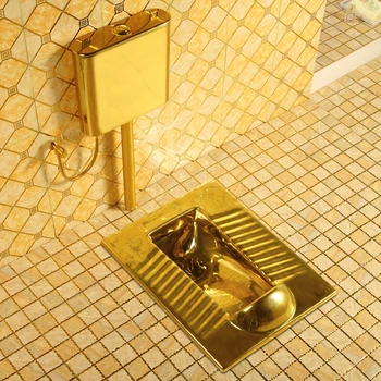 Унитаз для удержания воды спереди, золотой общественный туалет, дезодорант для сидения на корточках с изгибом, стульчик для горшка с удержанием воды