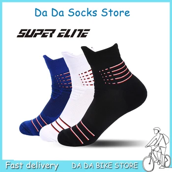 Хлопчатобумажные носки для верховой езды, произвольные шерстяные носки с кольцами, нескользящие амортизирующие мужские спортивные носки, мужские баскетбольные носки
