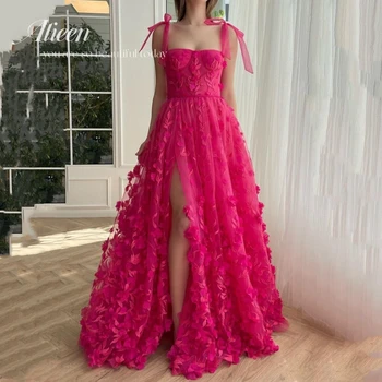 Ярко-розовые платья для выпускного вечера Aileen трапециевидной формы, вечернее платье с аппликацией на квадратном вырезе, платья для коктейлей принцессы Саудовской Аравии, Индивидуальный размер
